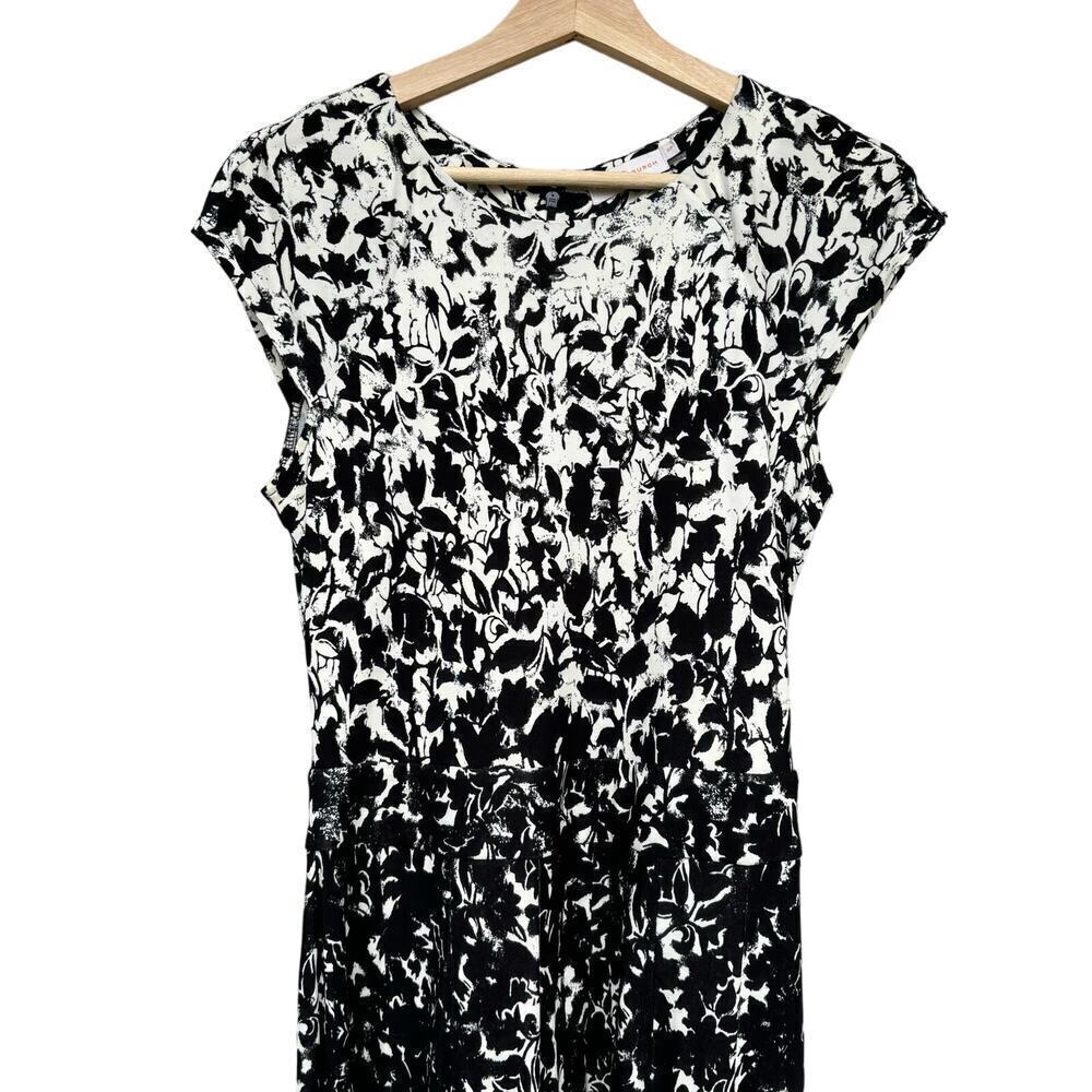 Tory Burch Sophia Black and White Floral Print Mid-length Dress Size Small - Picture 5 of 9